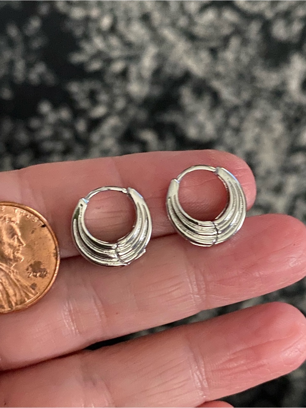 Silver Textured Mini Hoop Earrings - Silver
